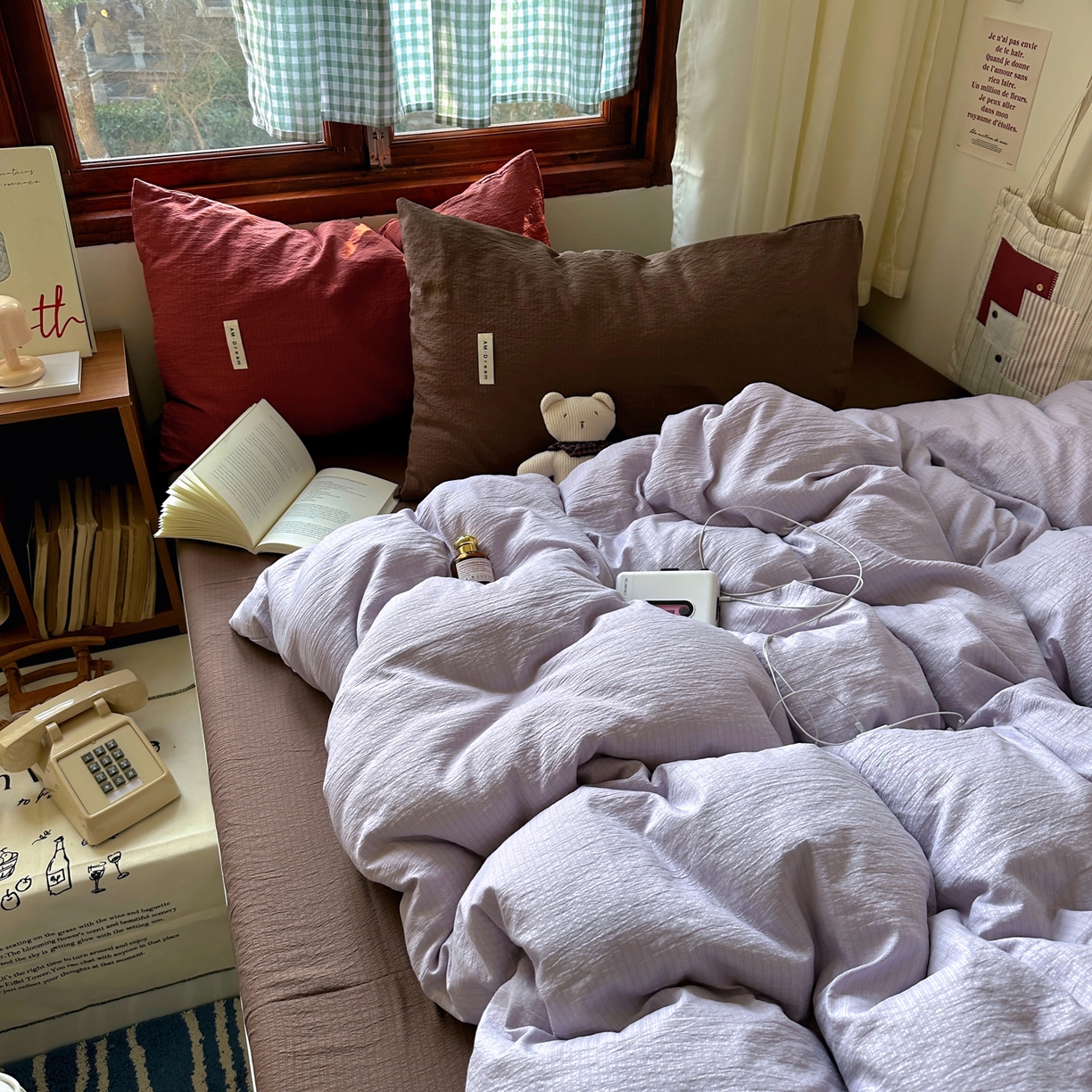 91家纺网 家纺一手货源 找家纺 阿曼达 2026新款水洗全工艺印染纯色混搭风莫兰迪色系四件套 混搭风-香芋