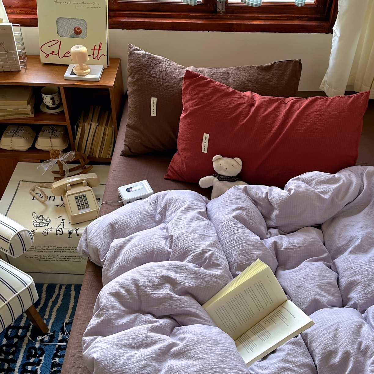 91家纺网 家纺一手货源 找家纺 阿曼达 2026新款水洗全工艺印染纯色混搭风莫兰迪色系四件套 混搭风-香芋