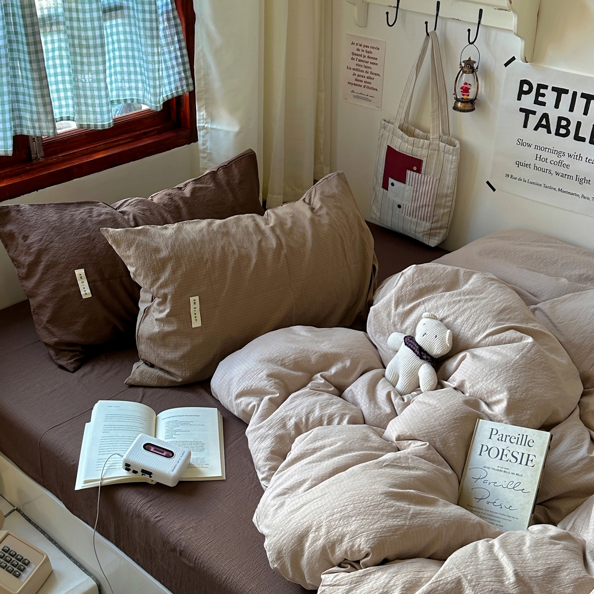 91家纺网 家纺一手货源 找家纺 阿曼达 2026新款水洗全工艺印染纯色混搭风莫兰迪色系四件套 混搭风-杏色