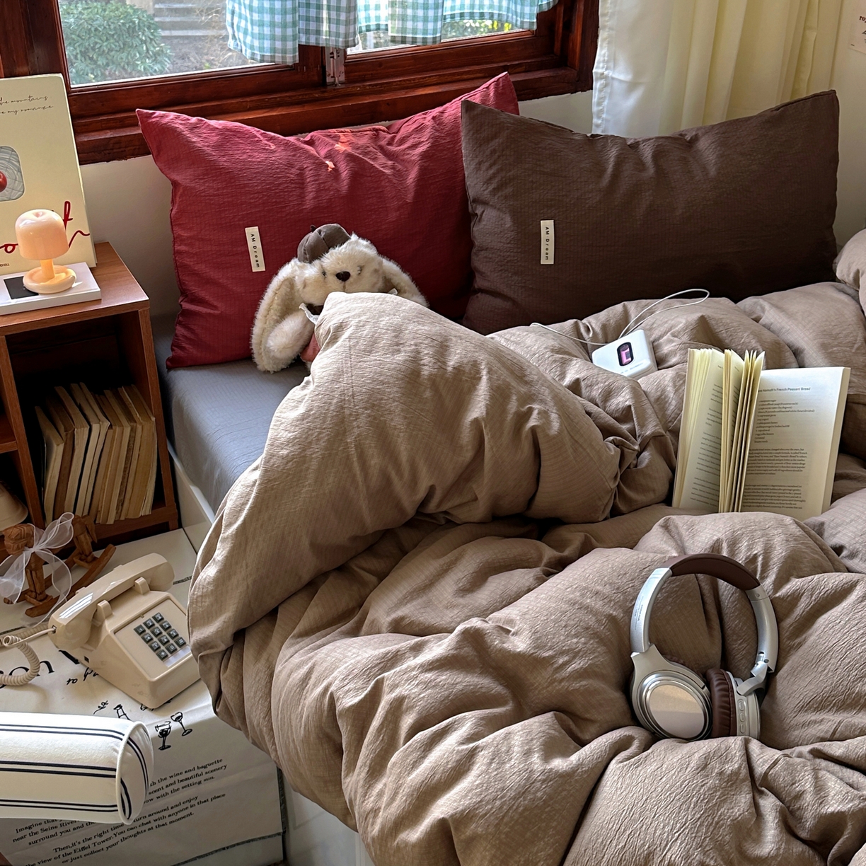 91家纺网 家纺一手货源 找家纺 阿曼达 2026新款水洗全工艺印染纯色混搭风莫兰迪色系四件套 混搭风-驼色