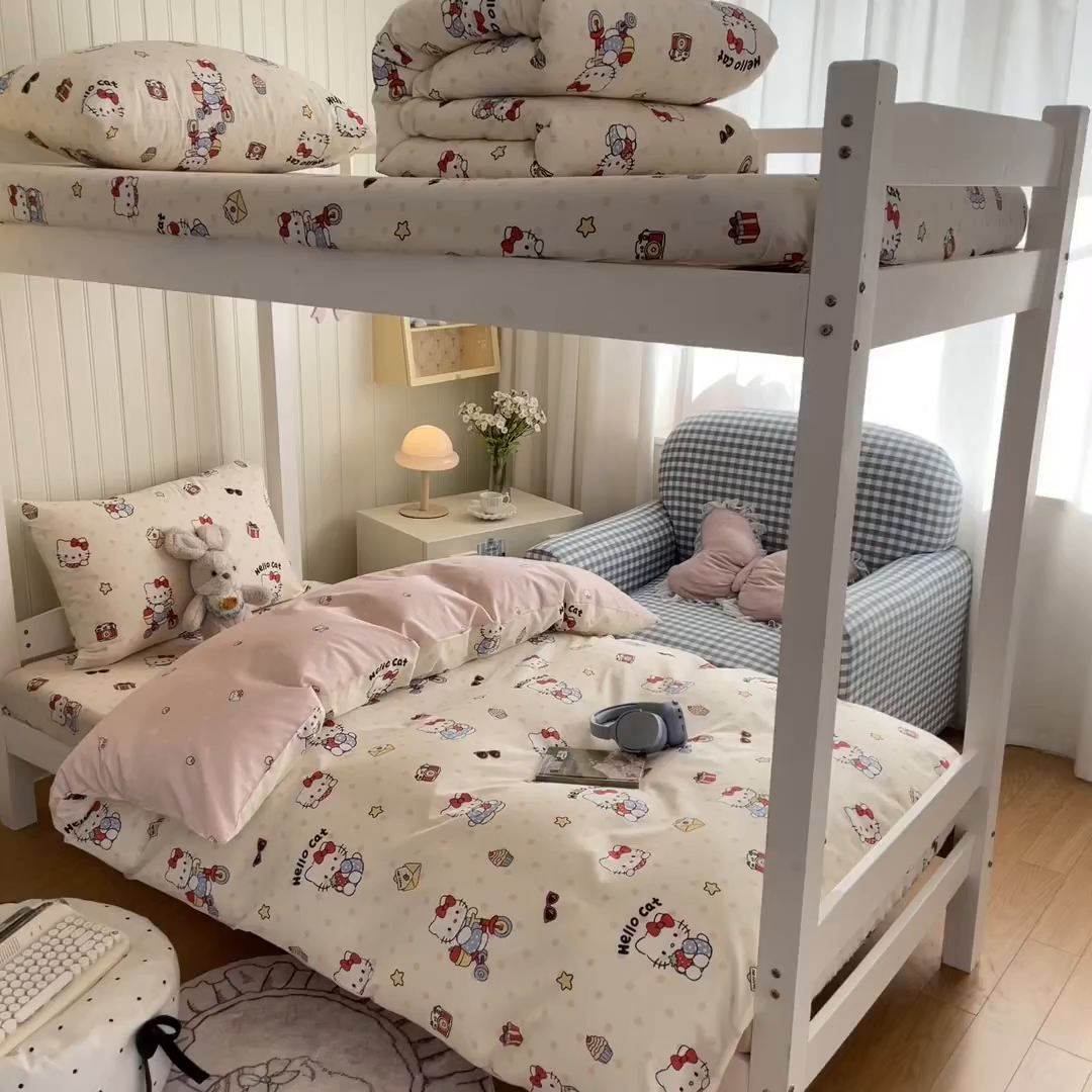 91家纺网 家纺一手货源 找家纺 寻米 2026新款春夏13070印花三件套单品系列-单床单 快乐小喵