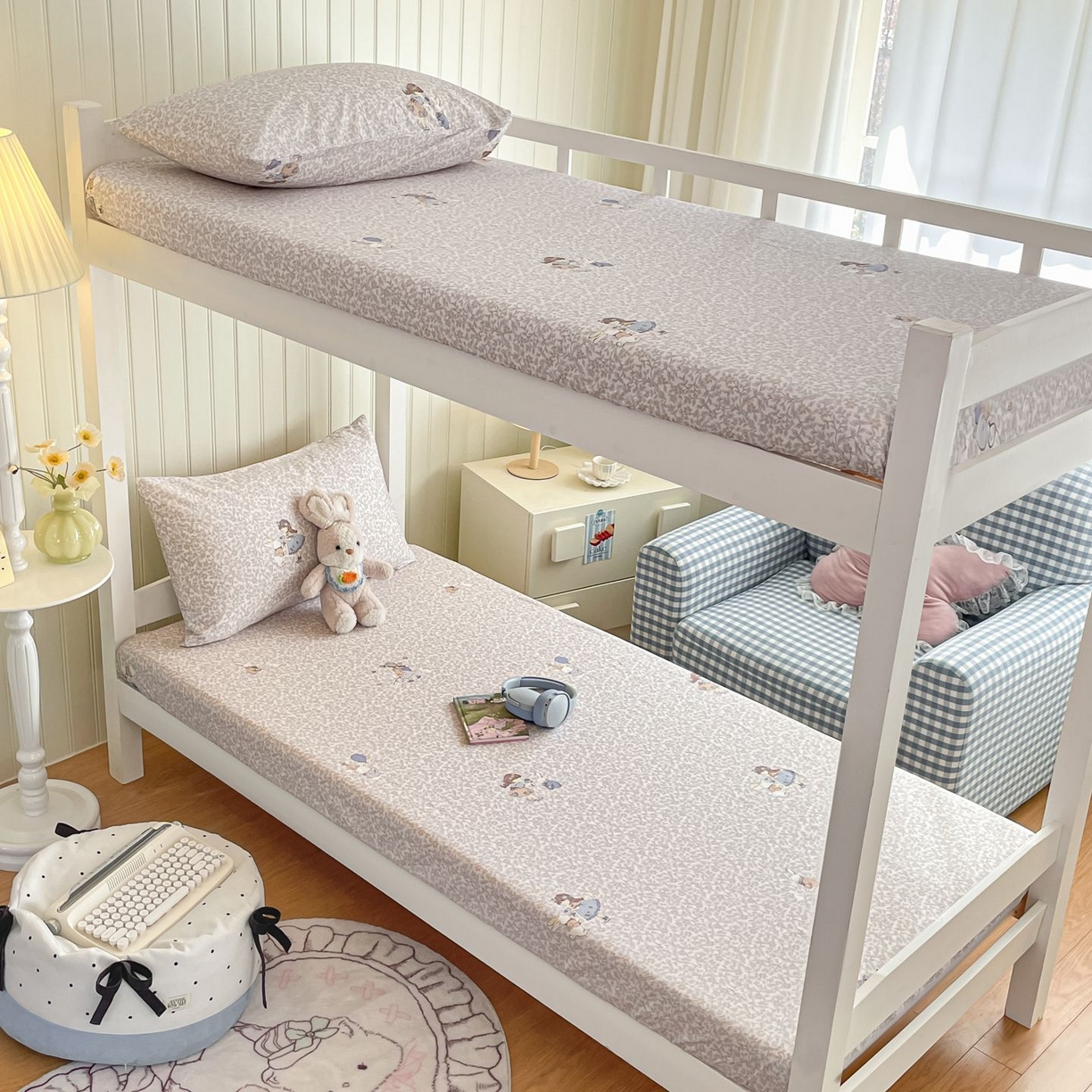 寻米 2026新款春夏13070印花三件套单品系列-单床单 萌兔花园