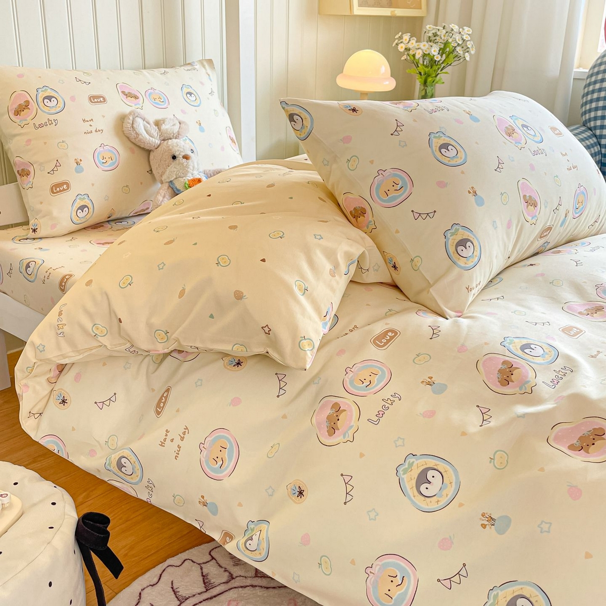 91家纺网 家纺一手货源 找家纺 寻米 2026新款春夏13070印花三件套单品系列-单床单 奇妙动物园