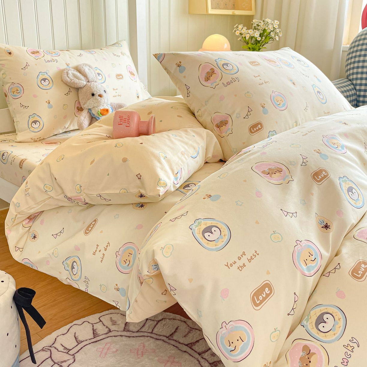 91家纺网 家纺一手货源 找家纺 寻米 2026新款春夏13070印花三件套单品系列-单床单 奇妙动物园