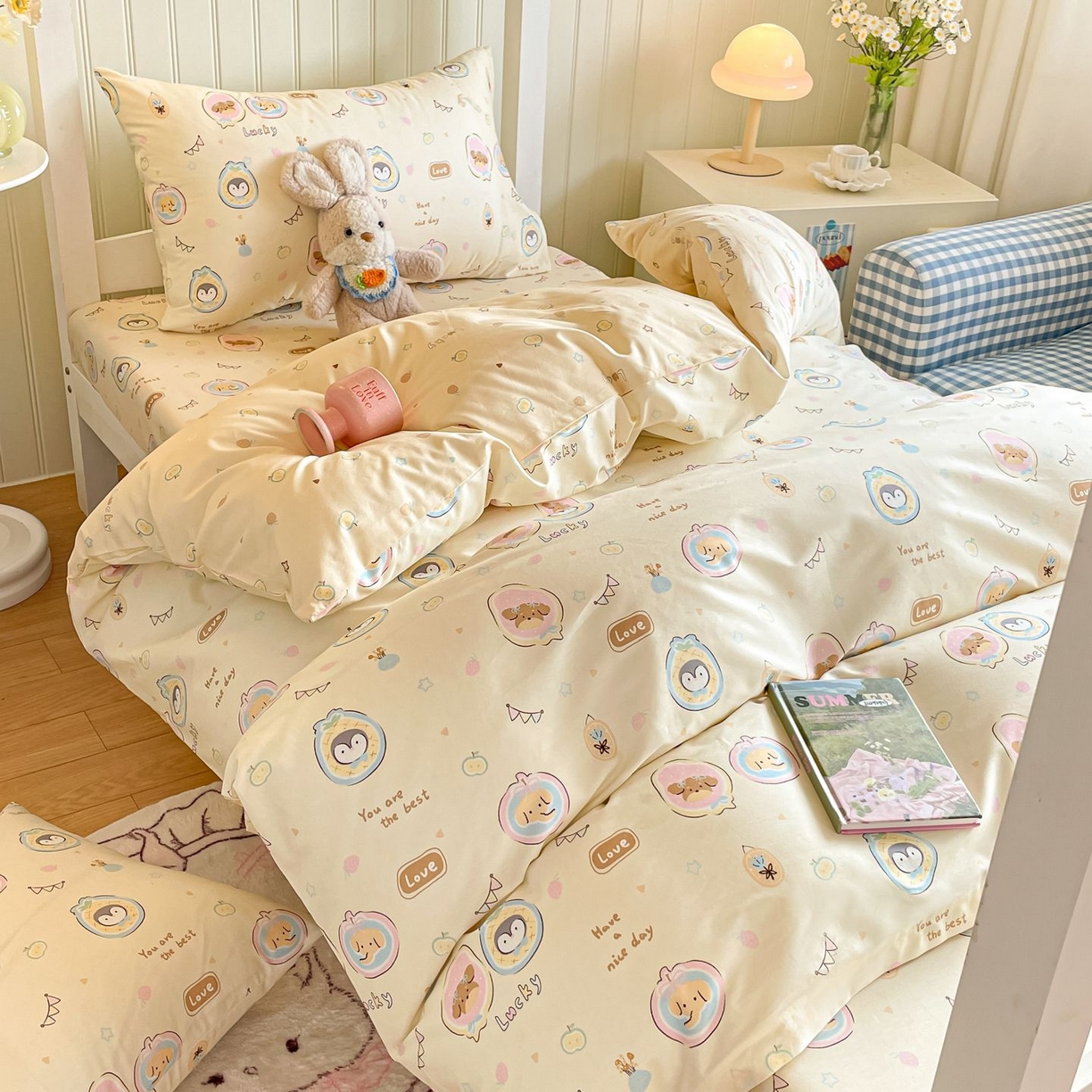 91家纺网 家纺一手货源 找家纺 寻米 2026新款春夏13070印花三件套单品系列-单床单 奇妙动物园