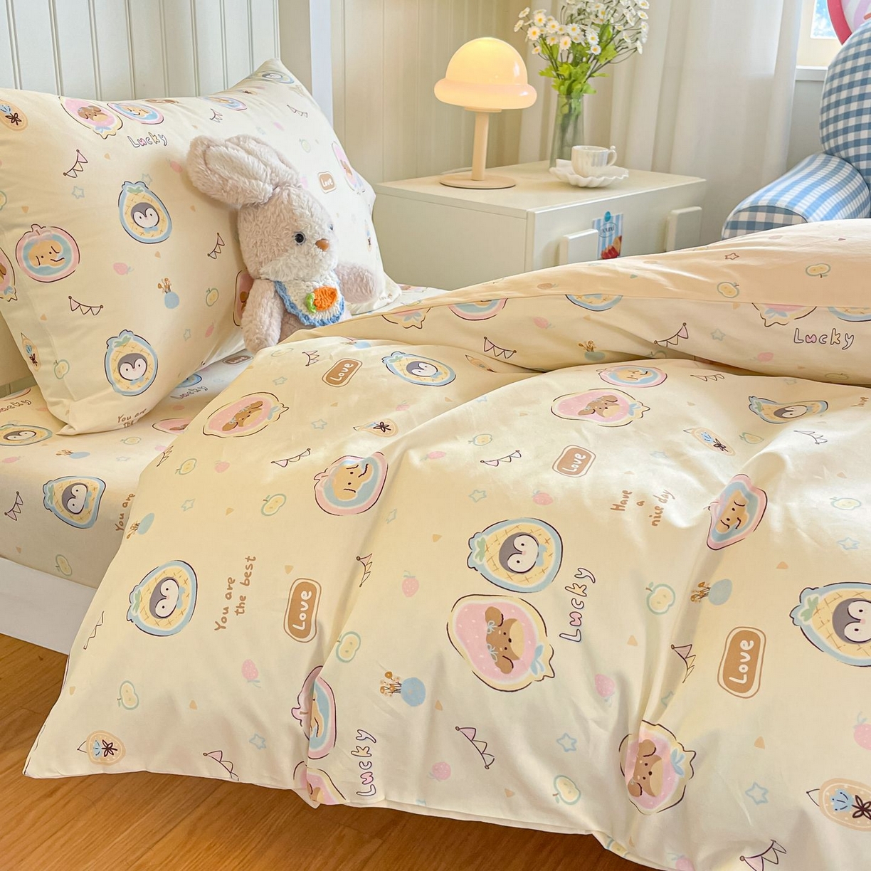 91家纺网 家纺一手货源 找家纺 寻米 2026新款春夏13070印花三件套单品系列-单床单 奇妙动物园