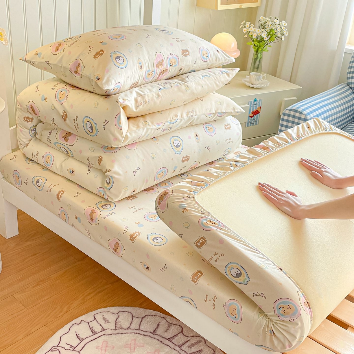 91家纺网 家纺一手货源 找家纺 寻米 2026新款春夏13070印花三件套单品系列-单床单 奇妙动物园