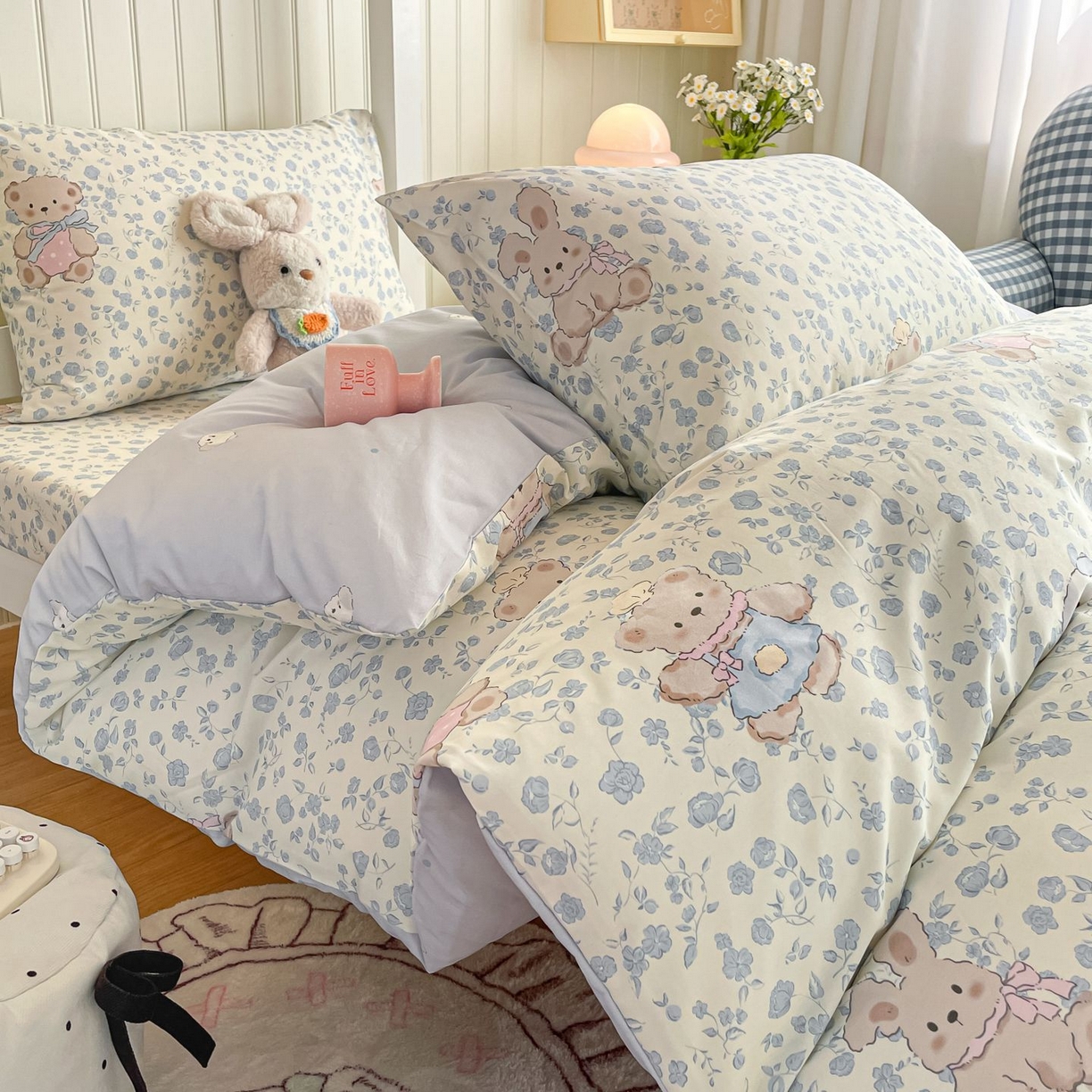 91家纺网 家纺一手货源 找家纺 寻米 2026新款春夏13070印花三件套单品系列-单床单 甜梦小熊