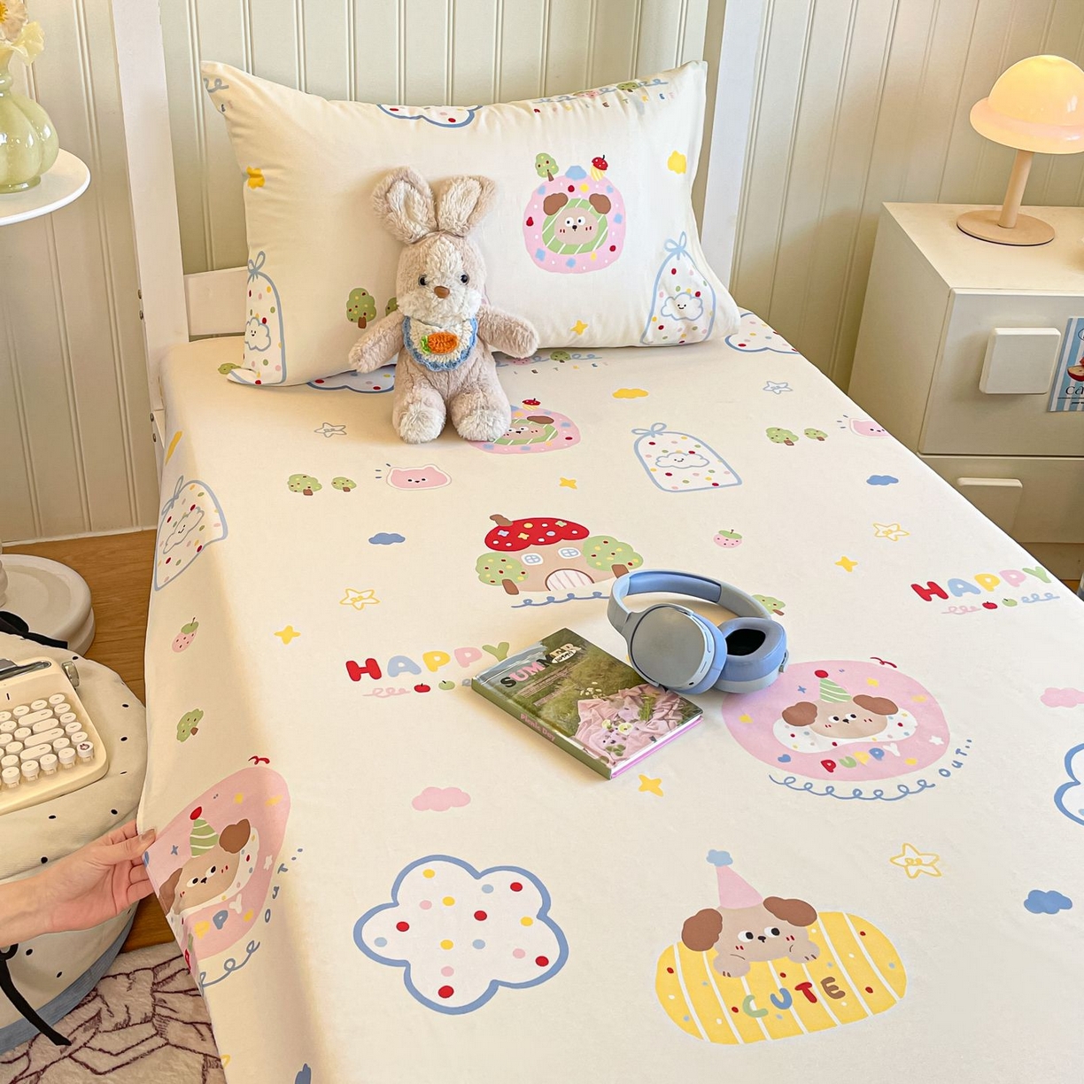 91家纺网 家纺一手货源 找家纺 寻米 2026新款春夏13070印花三件套单品系列-单床单 香草泡芙