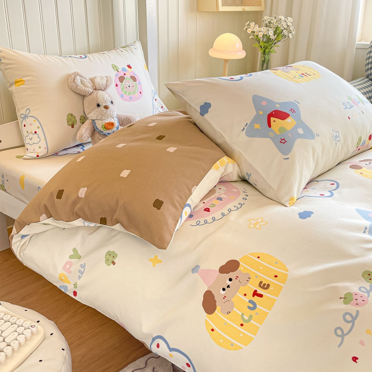 91家纺网 家纺一手货源 找家纺 寻米 2026新款春夏13070印花三件套单品系列-单床单 香草泡芙