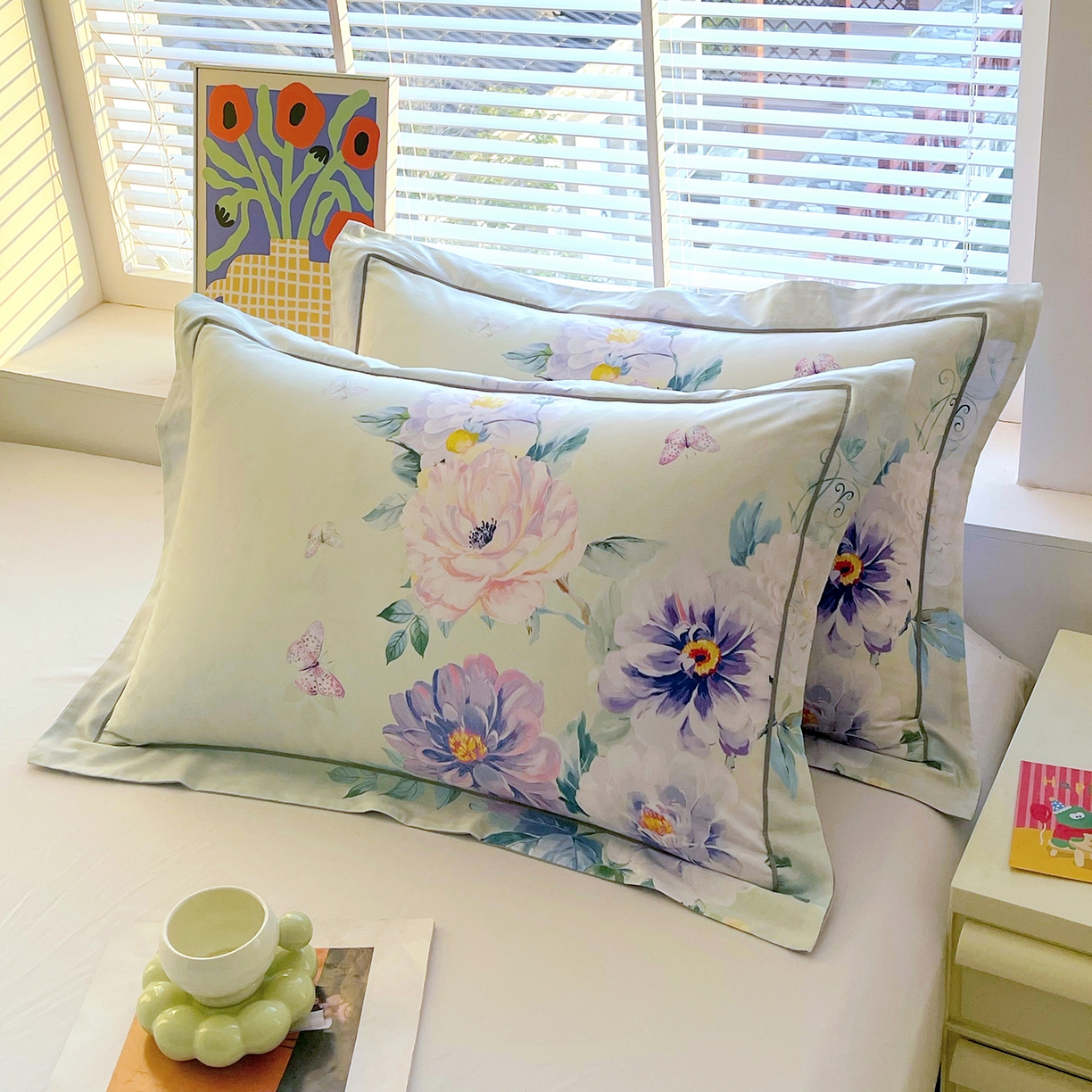 91家纺网 家纺一手货源 找家纺 （总）焱博家纺 2026新款13376全棉纯棉大版数码印花单枕套枕套单件