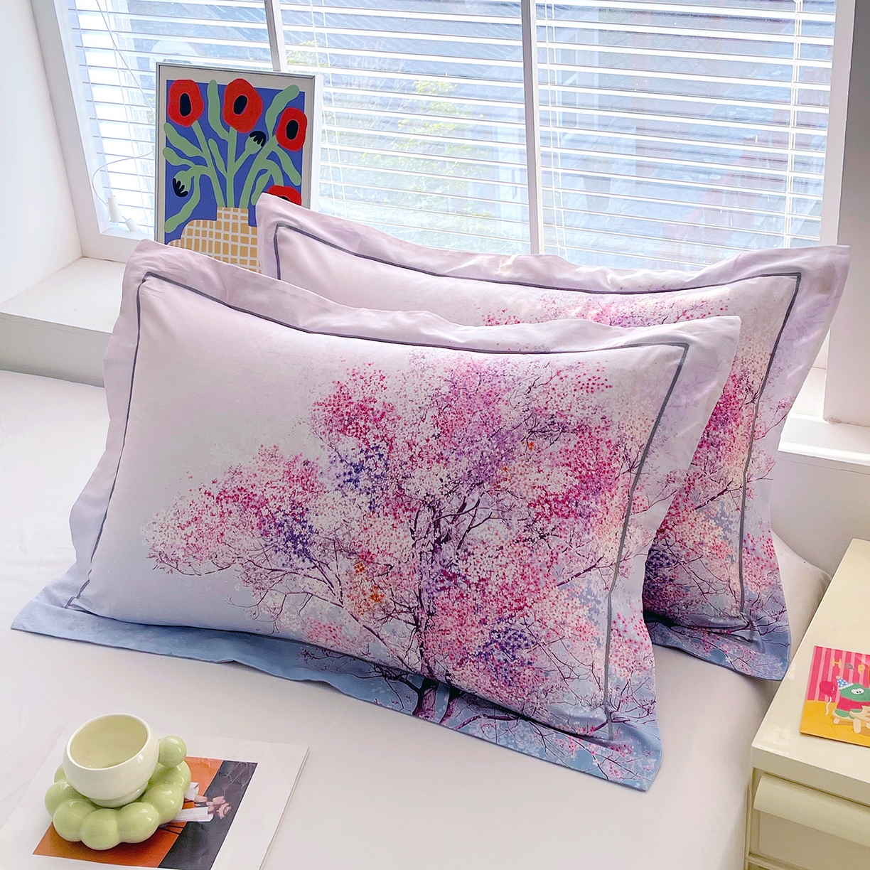 91家纺网 家纺一手货源 找家纺 （总）焱博家纺 2026新款13376全棉纯棉大版数码印花单枕套枕套单件