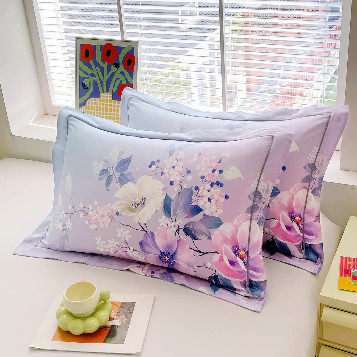 91家纺网 家纺一手货源 找家纺 （总）焱博家纺 2026新款13376全棉纯棉大版数码印花单枕套枕套单件