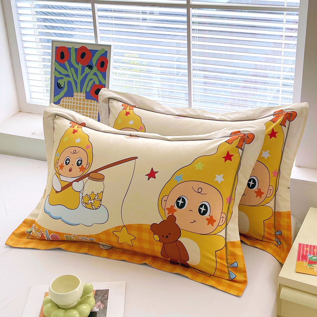 焱博家纺 2026新款13376全棉纯棉大版数码印花单枕套枕套单件 星梦童话