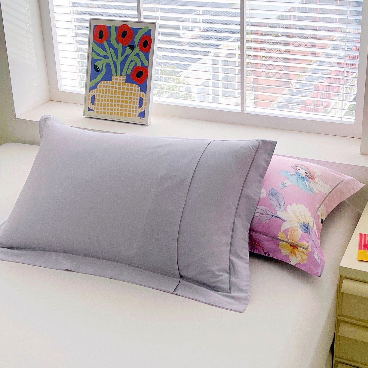 91家纺网 家纺一手货源 找家纺 焱博家纺 2026新款13376全棉纯棉大版数码印花单枕套枕套单件 甜梦精灵