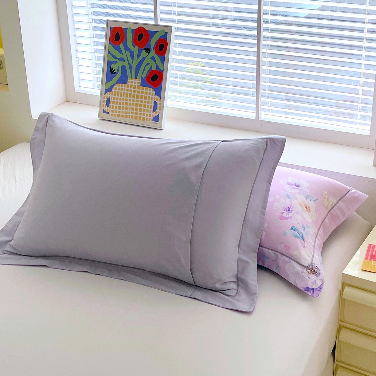 91家纺网 家纺一手货源 找家纺 焱博家纺 2026新款13376全棉纯棉大版数码印花单枕套枕套单件 花开艳丽