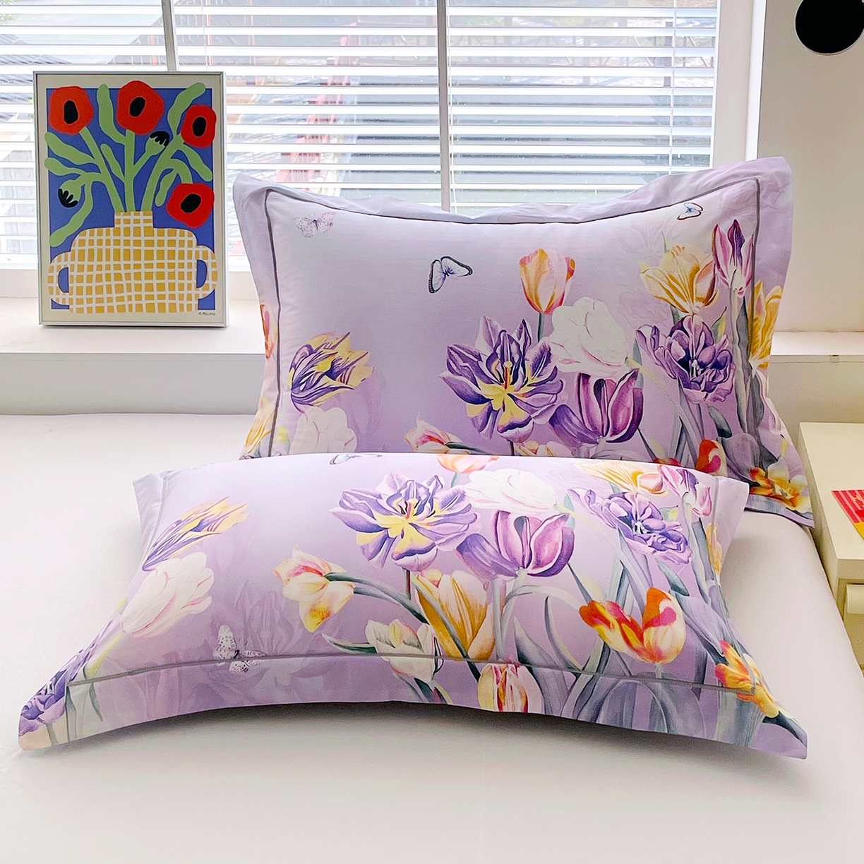 91家纺网 家纺一手货源 找家纺 焱博家纺 2026新款13376全棉纯棉大版数码印花单枕套枕套单件 琉璃花园