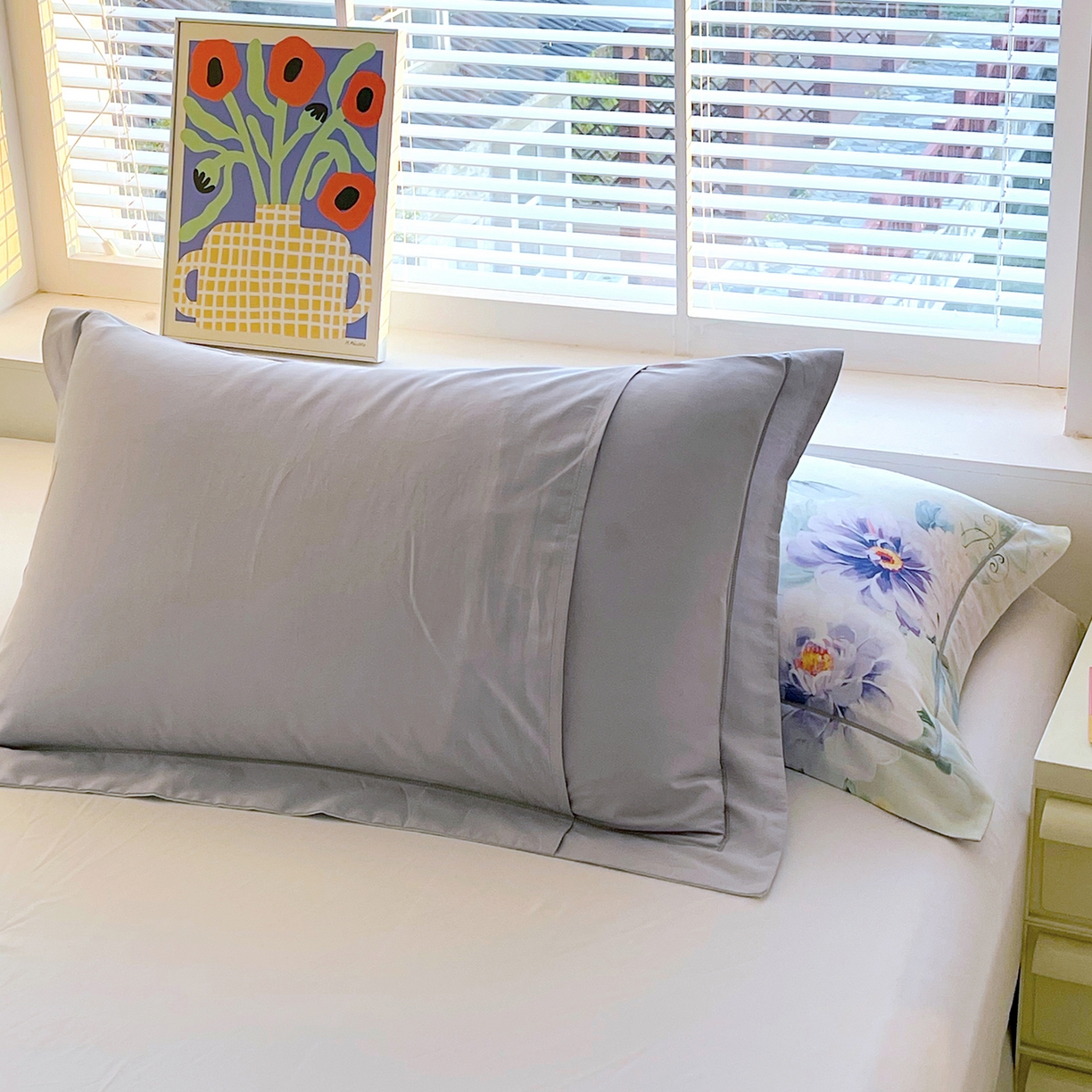 91家纺网 家纺一手货源 找家纺 焱博家纺 2026新款13376全棉纯棉大版数码印花单枕套枕套单件 花香满园