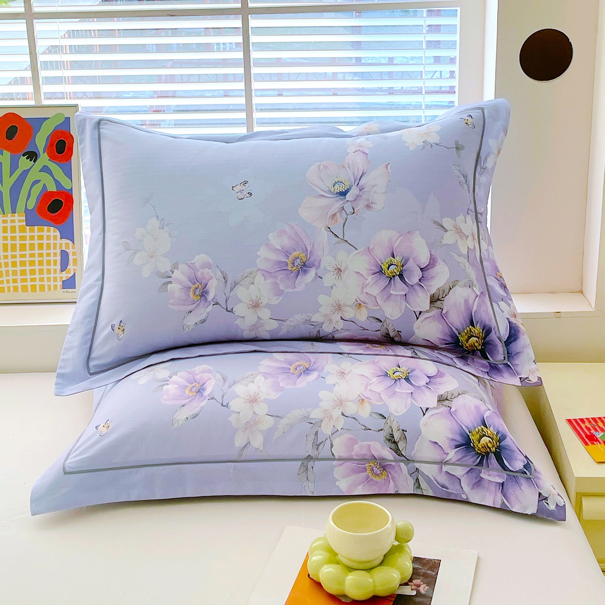 91家纺网 家纺一手货源 找家纺 焱博家纺 2026新款13376全棉纯棉大版数码印花单枕套枕套单件 花漾倾城