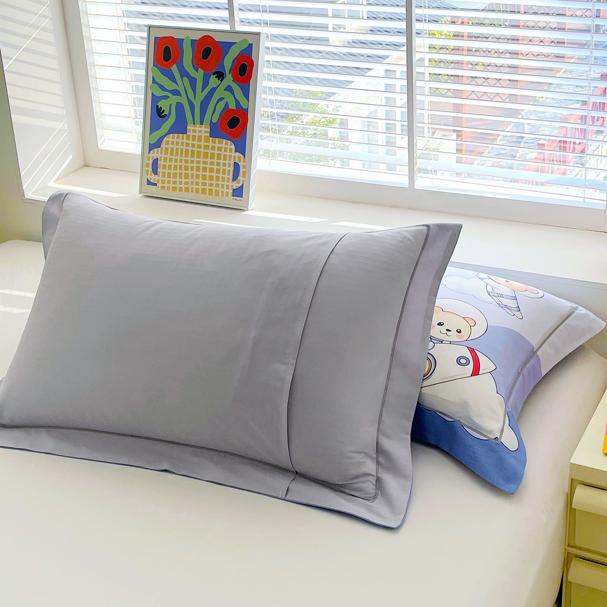 91家纺网 家纺一手货源 找家纺 焱博家纺 2026新款13376全棉纯棉大版数码印花单枕套枕套单件 星际漫游