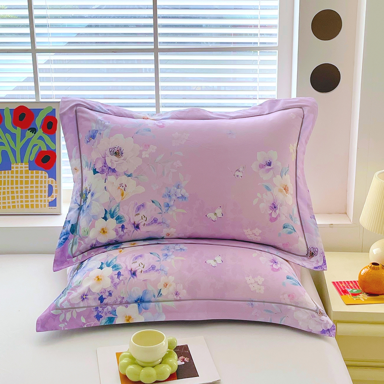 91家纺网 家纺一手货源 找家纺 焱博家纺 2026新款13376全棉纯棉大版数码印花单枕套枕套单件 花开艳丽