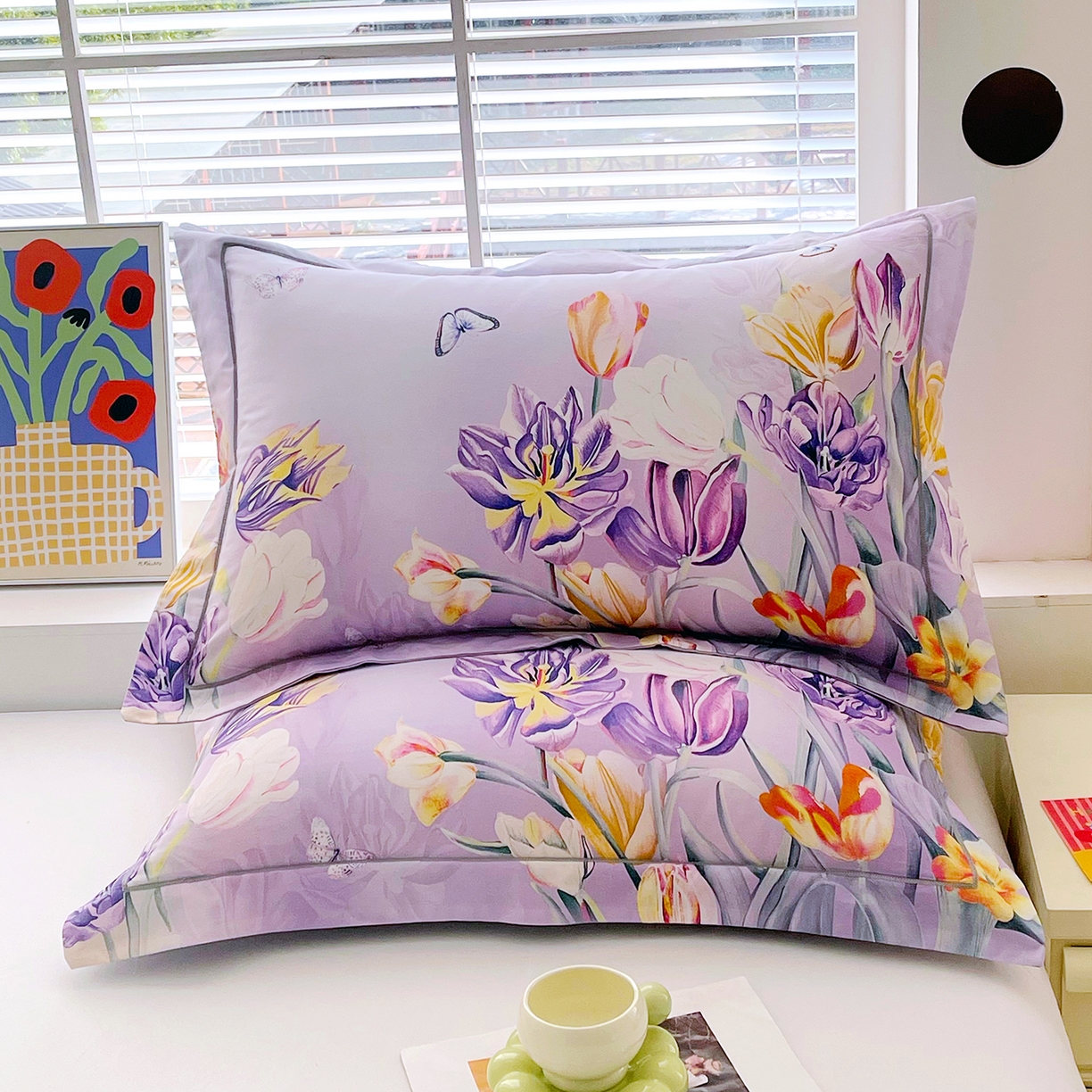 91家纺网 家纺一手货源 找家纺 焱博家纺 2026新款13376全棉纯棉大版数码印花单枕套枕套单件 琉璃花园