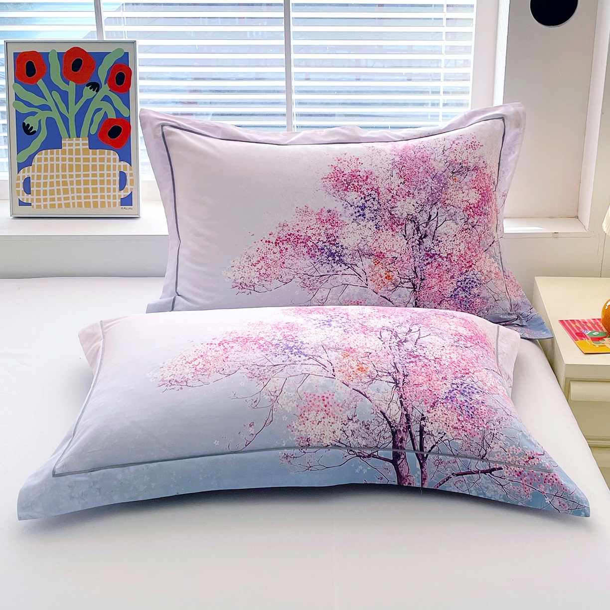 91家纺网 家纺一手货源 找家纺 焱博家纺 2026新款13376全棉纯棉大版数码印花单枕套枕套单件 四季发财