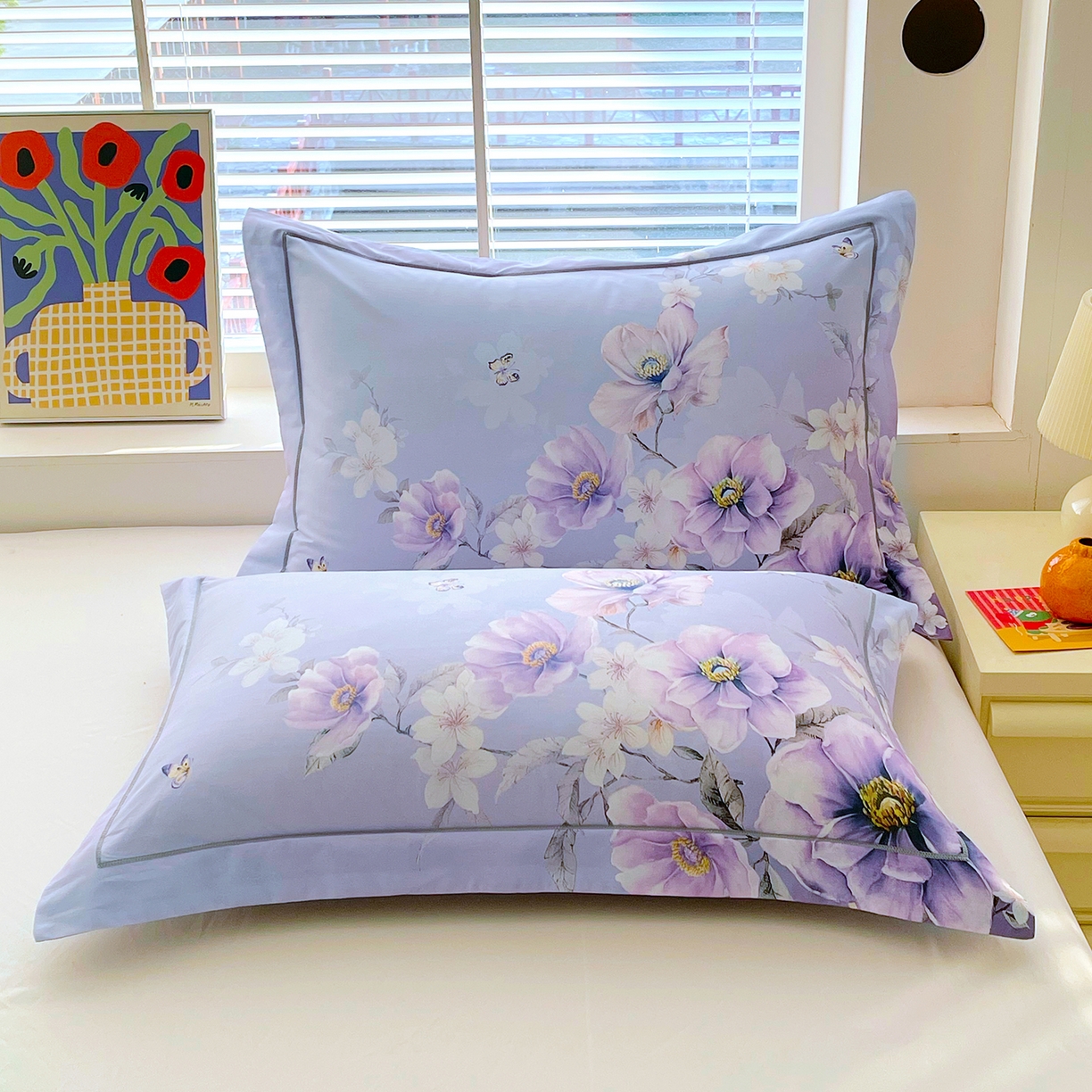 91家纺网 家纺一手货源 找家纺 焱博家纺 2026新款13376全棉纯棉大版数码印花单枕套枕套单件 花漾倾城