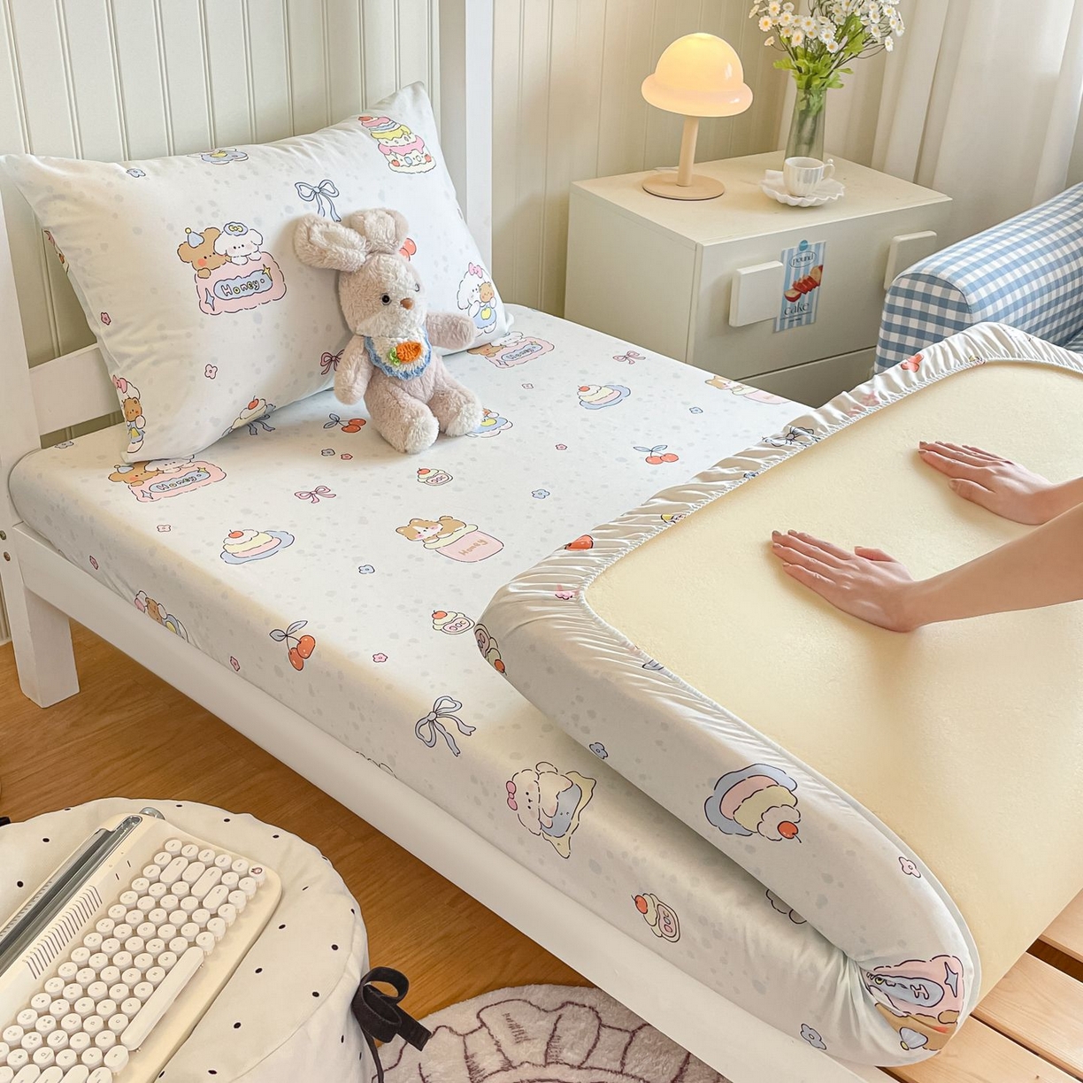 91家纺网 家纺一手货源 找家纺 寻米 2026新款春夏13070印花三件套单品系列-单床单 小熊饼干