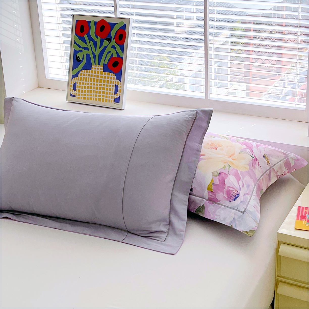 91家纺网 家纺一手货源 找家纺 焱博家纺 2026新款13376全棉纯棉大版数码印花单枕套枕套单件 甜美春日