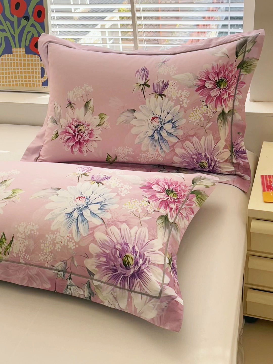 91家纺网 家纺一手货源 找家纺 （总）焱博家纺 2026新款13376全棉纯棉大版数码印花单枕套枕套单件