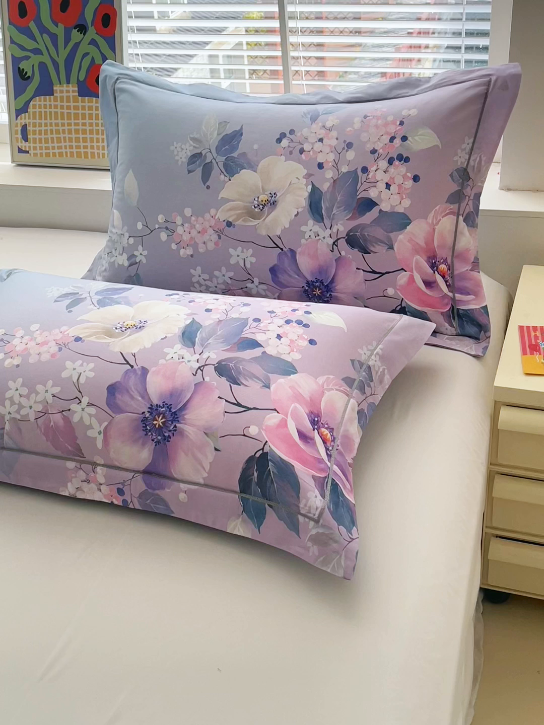 91家纺网 家纺一手货源 找家纺 焱博家纺 2026新款13376全棉纯棉大版数码印花单枕套枕套单件 若影花梦