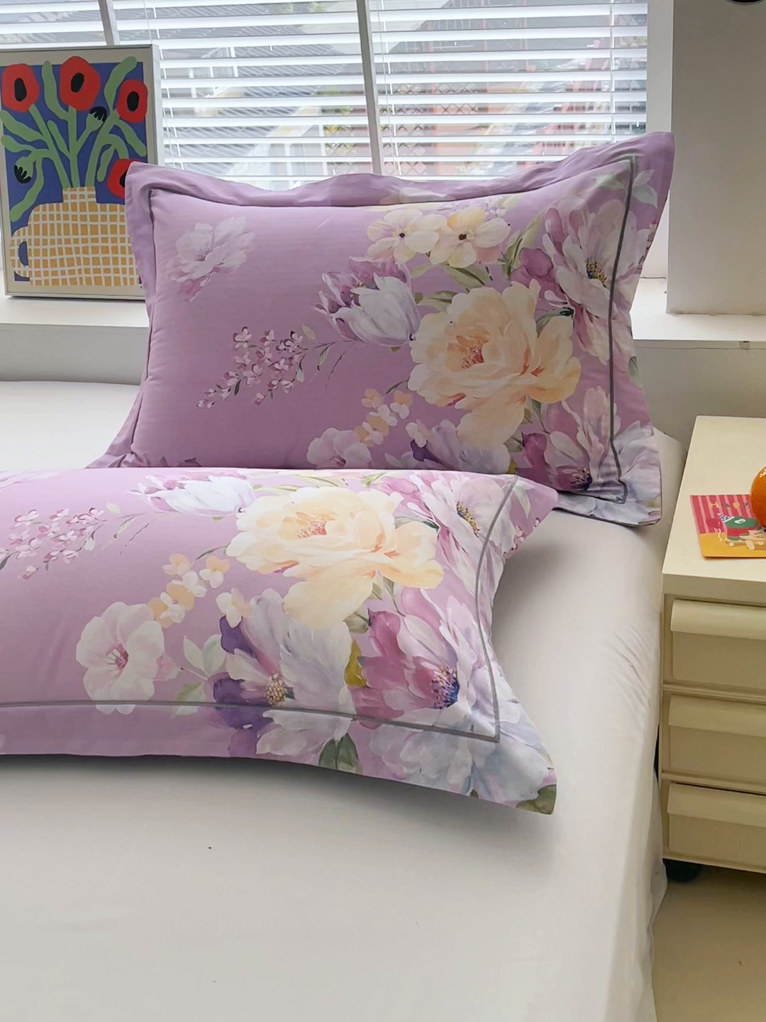 91家纺网 家纺一手货源 找家纺 焱博家纺 2026新款13376全棉纯棉大版数码印花单枕套枕套单件 甜美春日