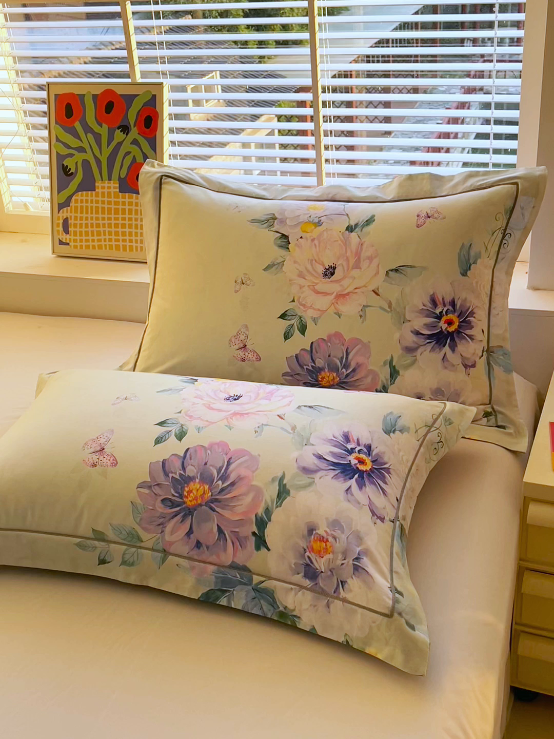 91家纺网 家纺一手货源 找家纺 焱博家纺 2026新款13376全棉纯棉大版数码印花单枕套枕套单件 花香满园