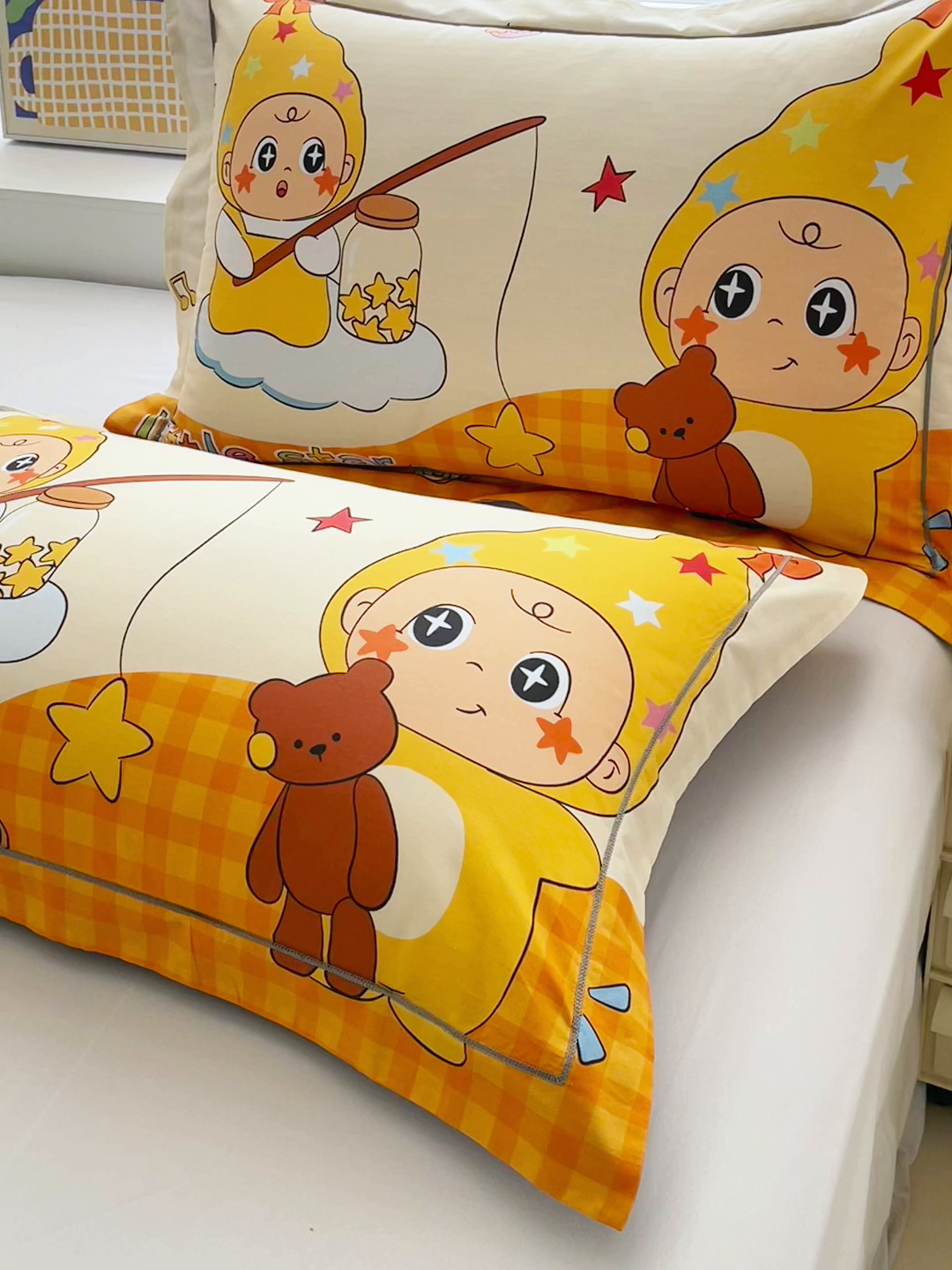 91家纺网 家纺一手货源 找家纺 焱博家纺 2026新款13376全棉纯棉大版数码印花单枕套枕套单件 星梦童话