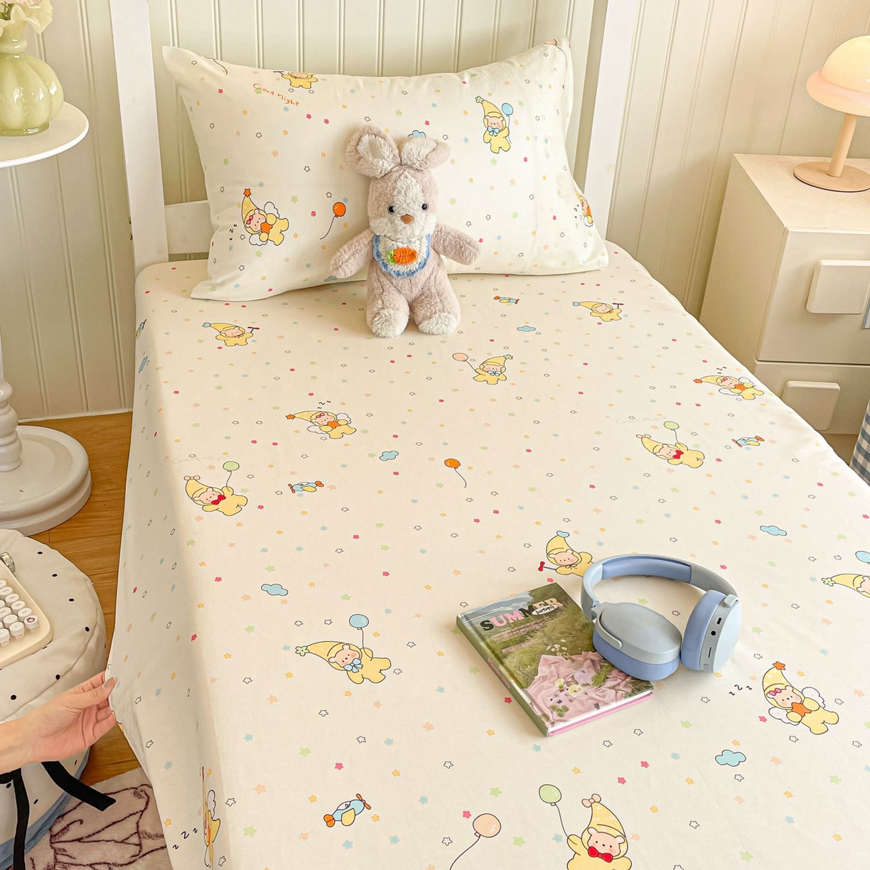 91家纺网 家纺一手货源 找家纺 寻米 2026新款春夏13070印花三件套单品系列-单床单 星星小熊