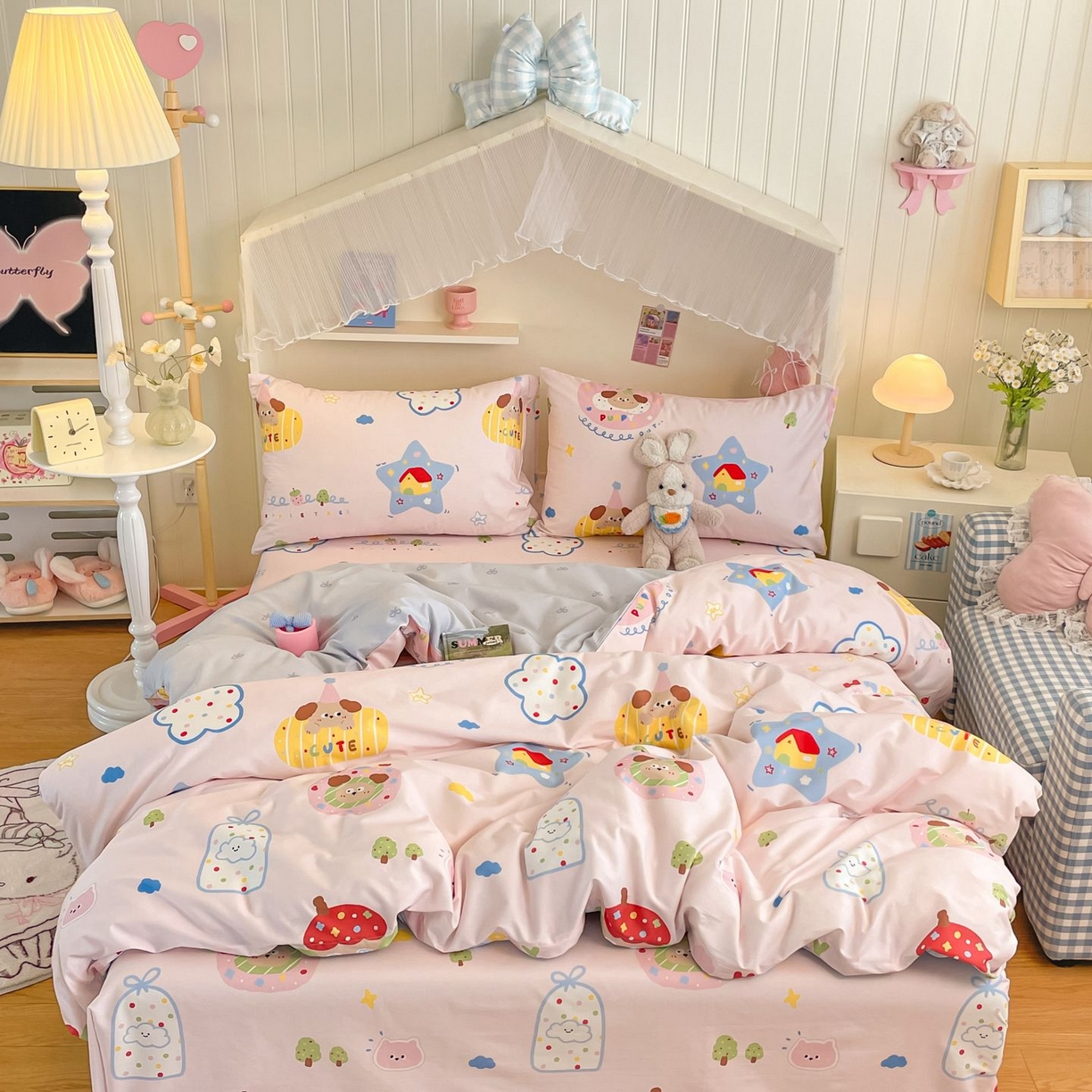 91家纺网 家纺一手货源 找家纺 寻米 2026新款春夏全棉13070印花四件套单品系列-单床笠 草莓奶糖