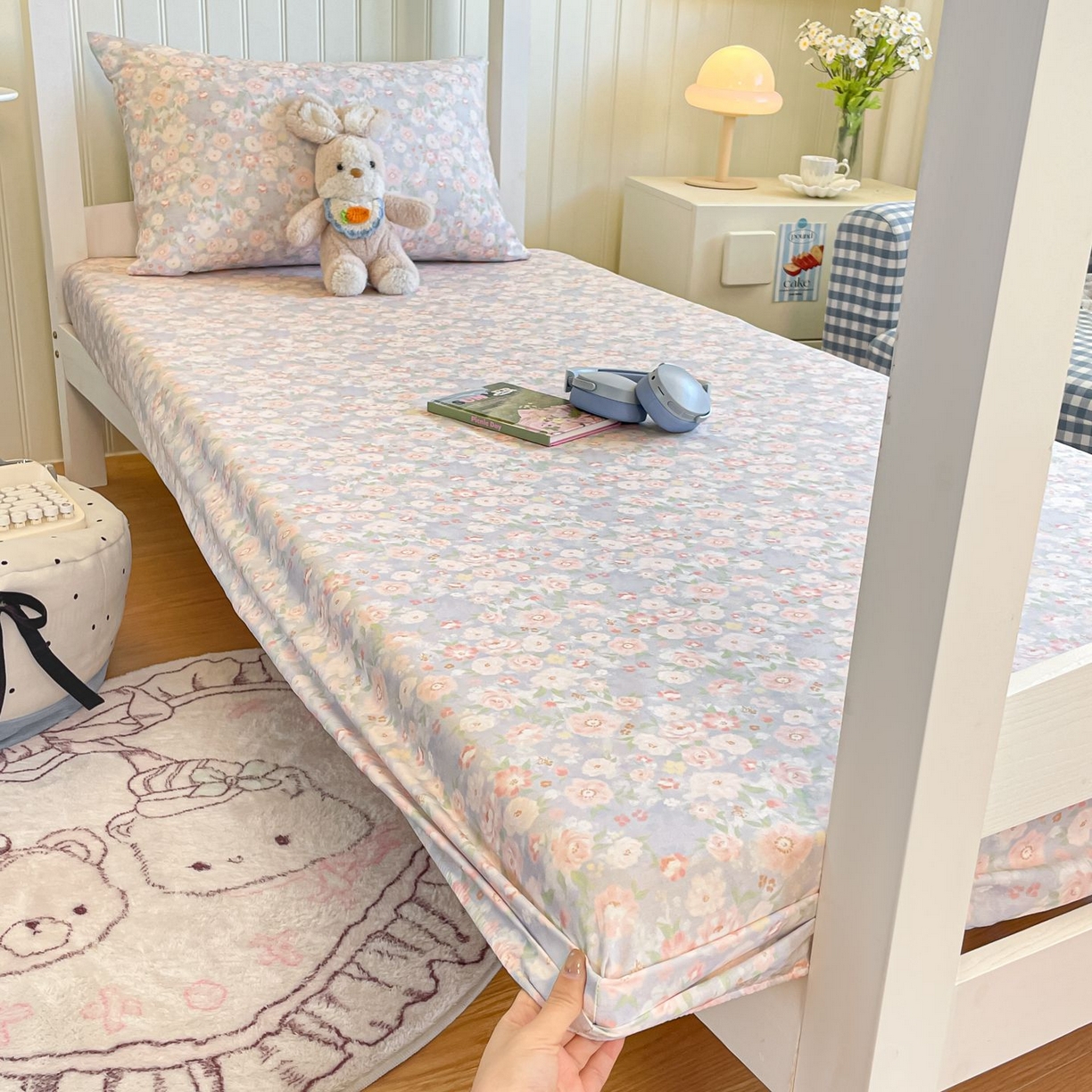 寻米 2026新款春夏13070印花三件套单品系列-单床笠 繁花-粉