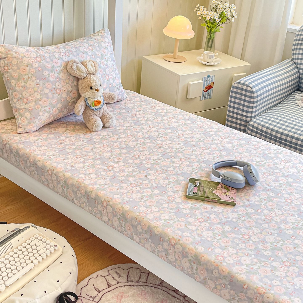 91家纺网 家纺一手货源 找家纺 寻米 2026新款春夏13070印花三件套单品系列-单床笠 繁花-粉