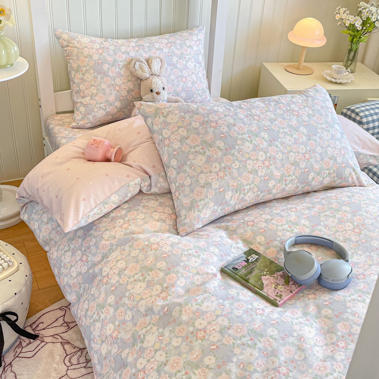 91家纺网 家纺一手货源 找家纺 寻米 2026新款春夏13070印花三件套单品系列-单床笠 繁花-粉