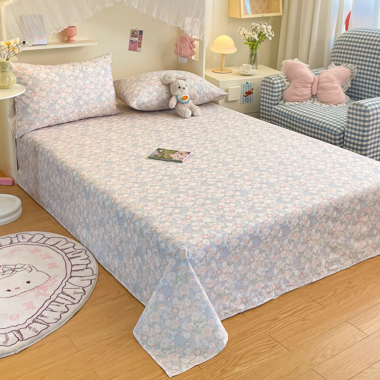 91家纺网 家纺一手货源 找家纺 寻米 2026新款春夏全棉13070印花四件套单品系列-单床笠 繁花-粉