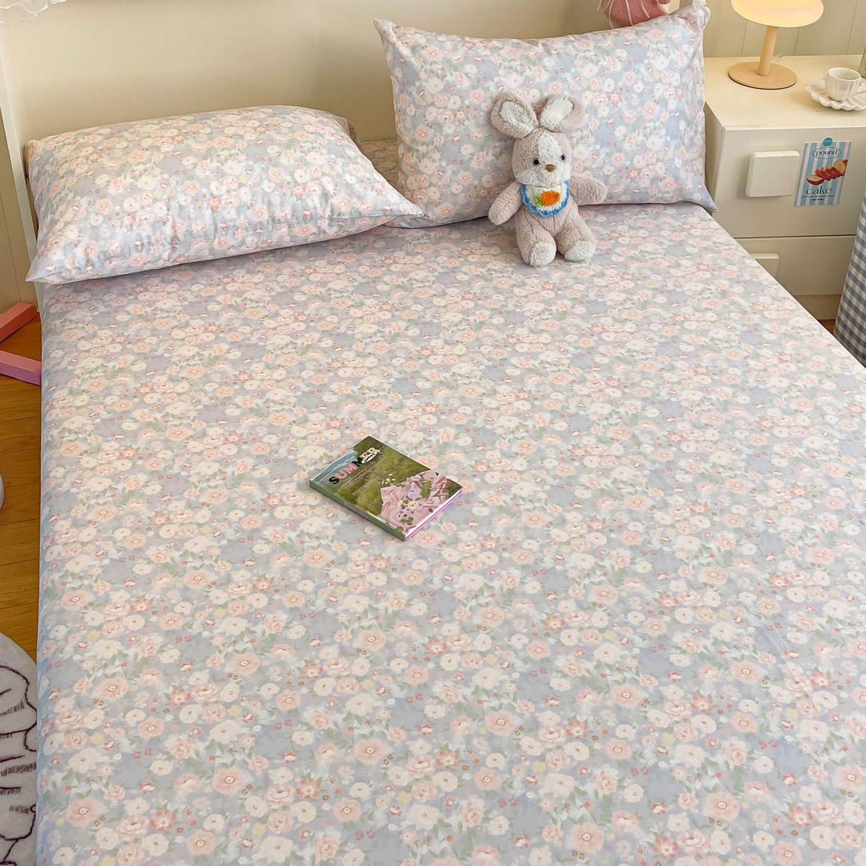 91家纺网 家纺一手货源 找家纺 寻米 2026新款春夏全棉13070印花四件套单品系列-单床笠 繁花-粉