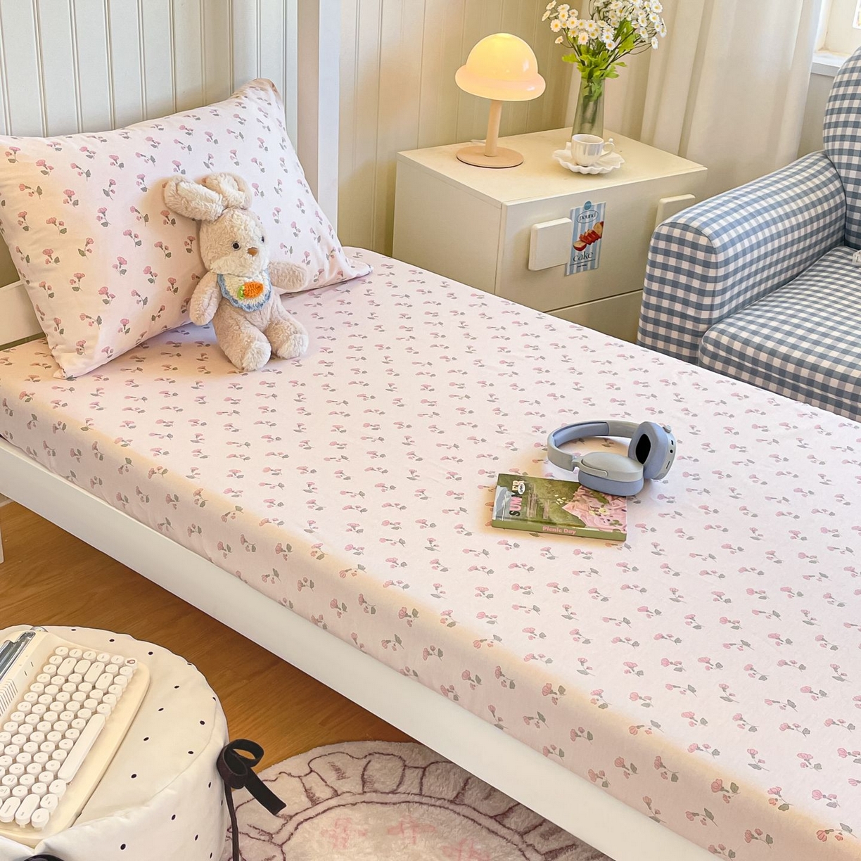 91家纺网 家纺一手货源 找家纺 寻米 2026新款春夏13070印花三件套单品系列-单床笠 花漾