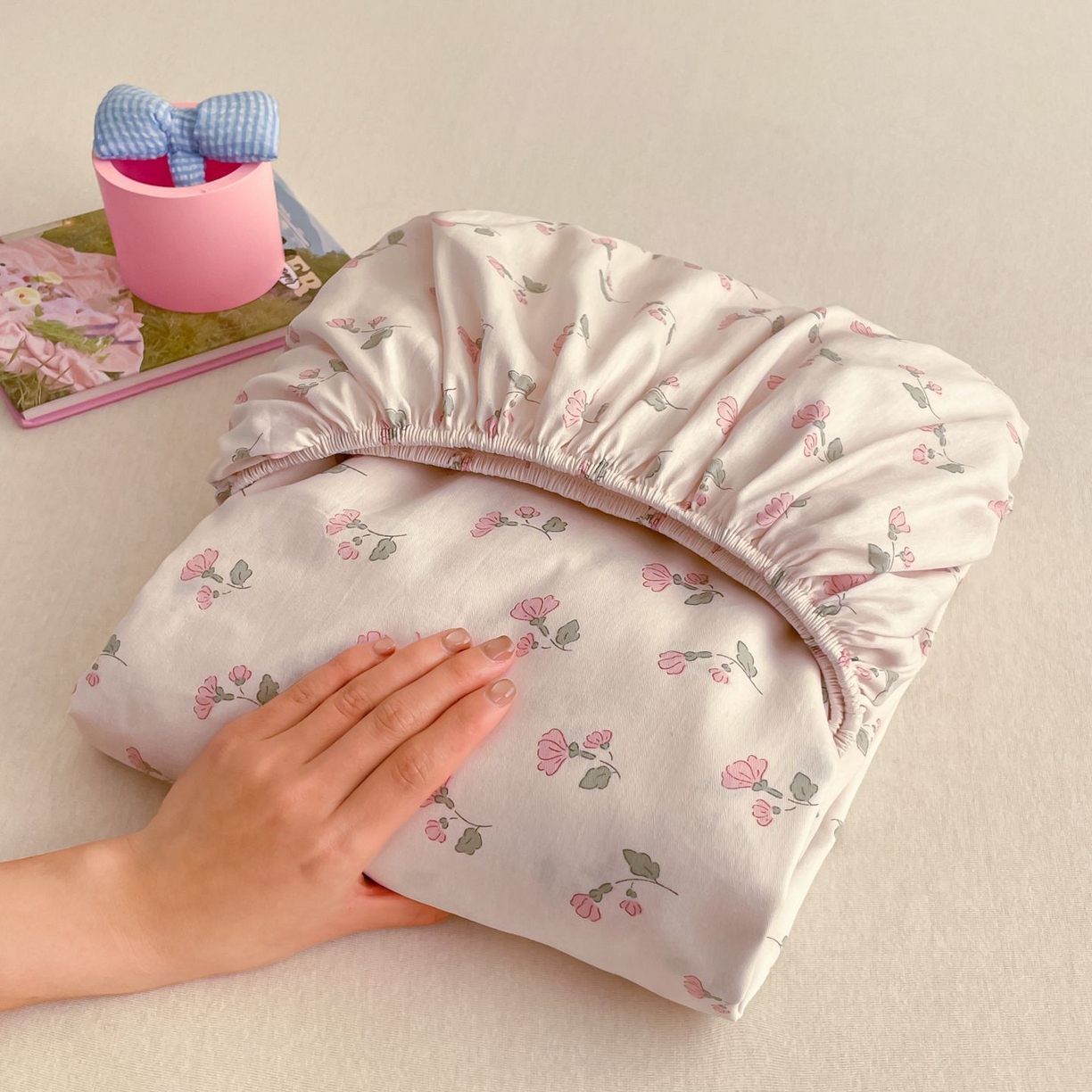 寻米 2026新款春夏全棉13070印花四件套单品系列-单床笠 花漾