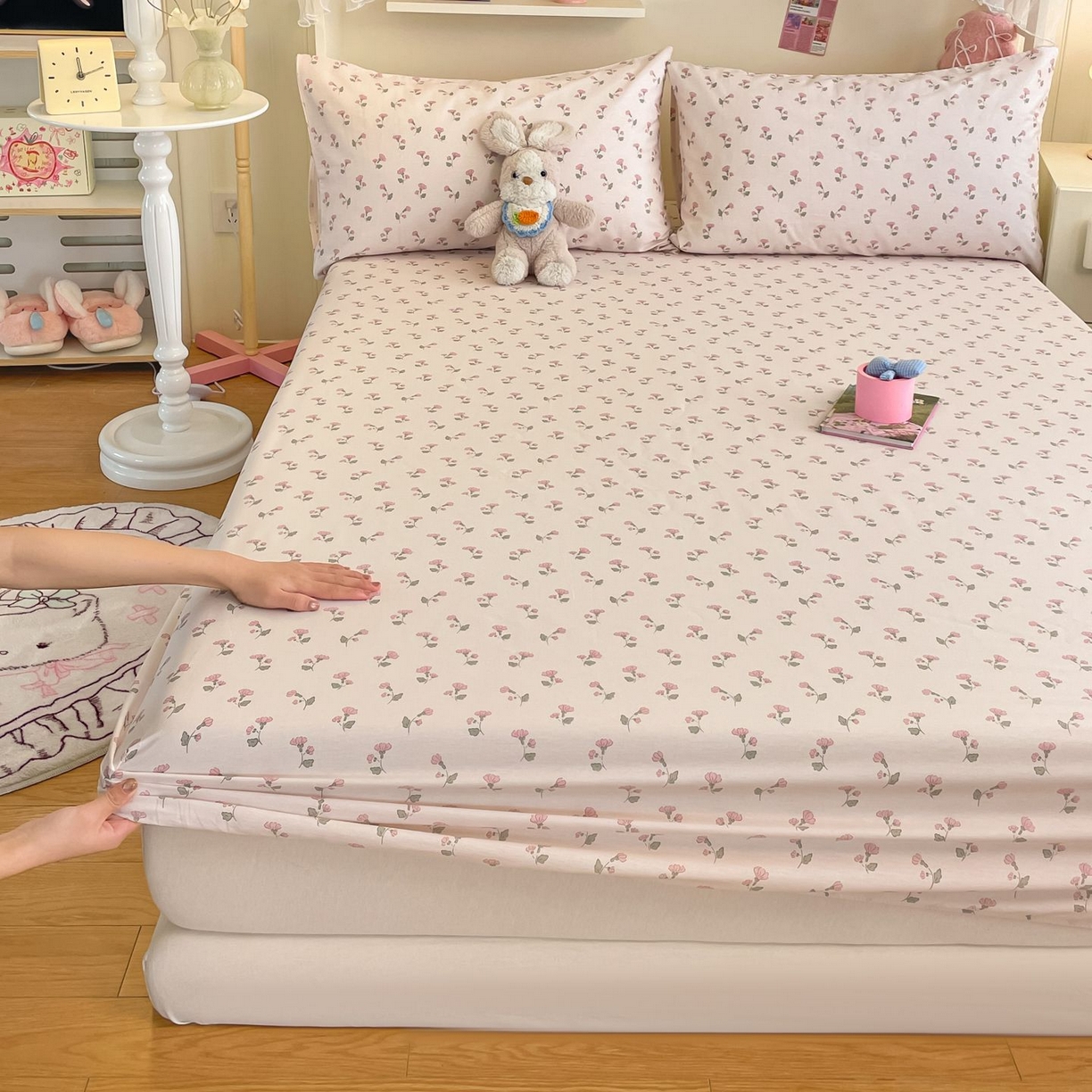 91家纺网 家纺一手货源 找家纺 寻米 2026新款春夏全棉13070印花四件套单品系列-单床笠 花漾