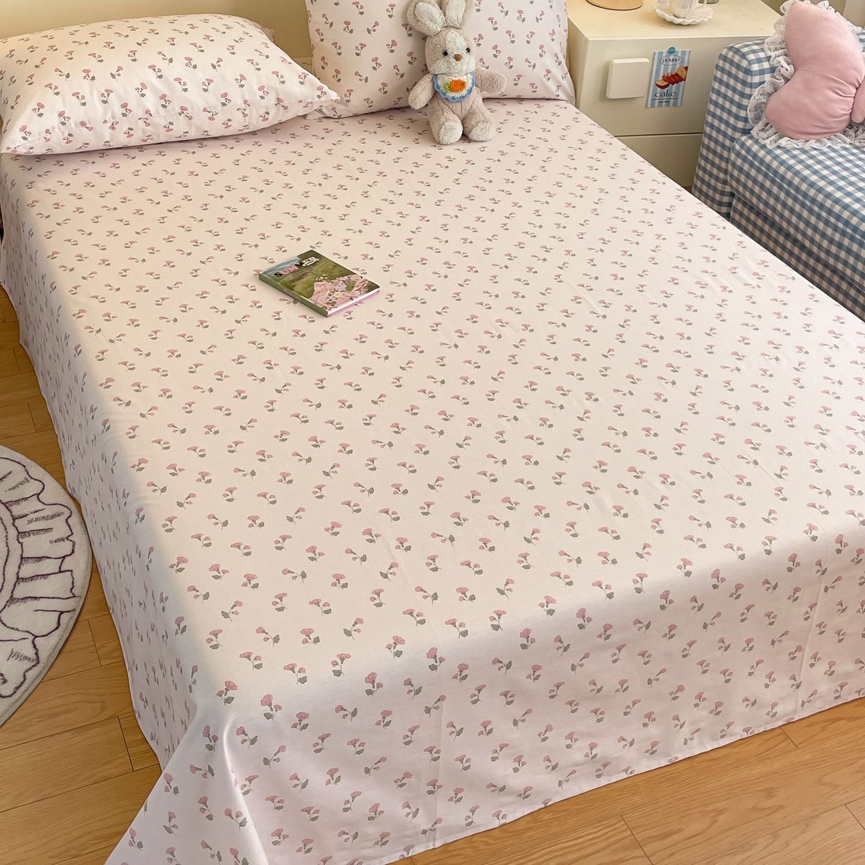 91家纺网 家纺一手货源 找家纺 寻米 2026新款春夏全棉13070印花四件套单品系列-单床笠 花漾