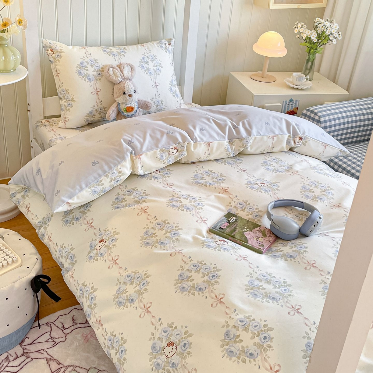 91家纺网 家纺一手货源 找家纺 寻米 2026新款春夏13070印花三件套单品系列-单床笠 花园凯蒂