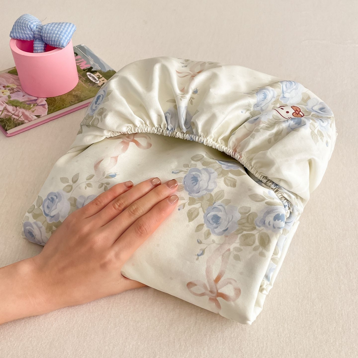 寻米 2026新款春夏全棉13070印花四件套单品系列-单床笠 花园凯蒂