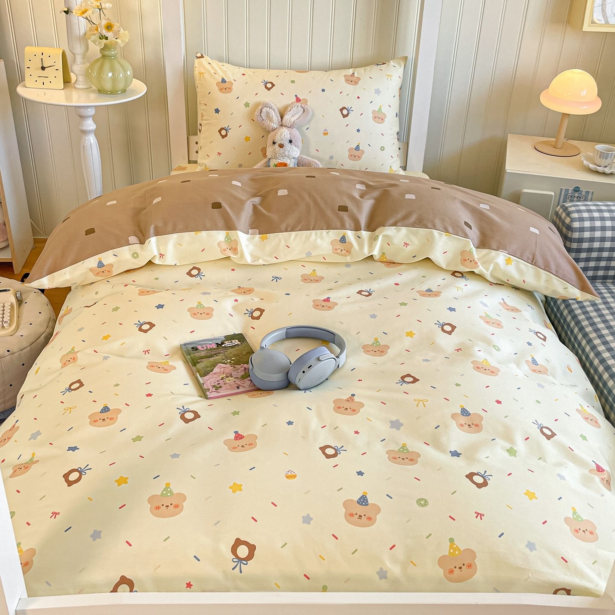 91家纺网 家纺一手货源 找家纺 寻米 2026新款春夏13070印花三件套单品系列-单床笠 黄油小熊