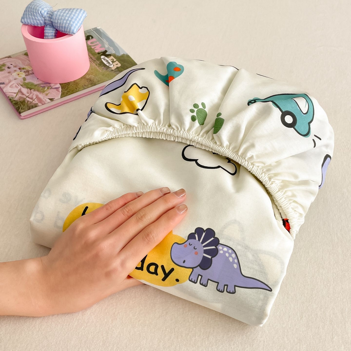 寻米 2026新款春夏全棉13070印花四件套单品系列-单床笠 恐龙乐园